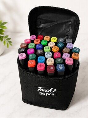 Touch 36-Piece Dual Tip Art Marker Set With Carrying Case New